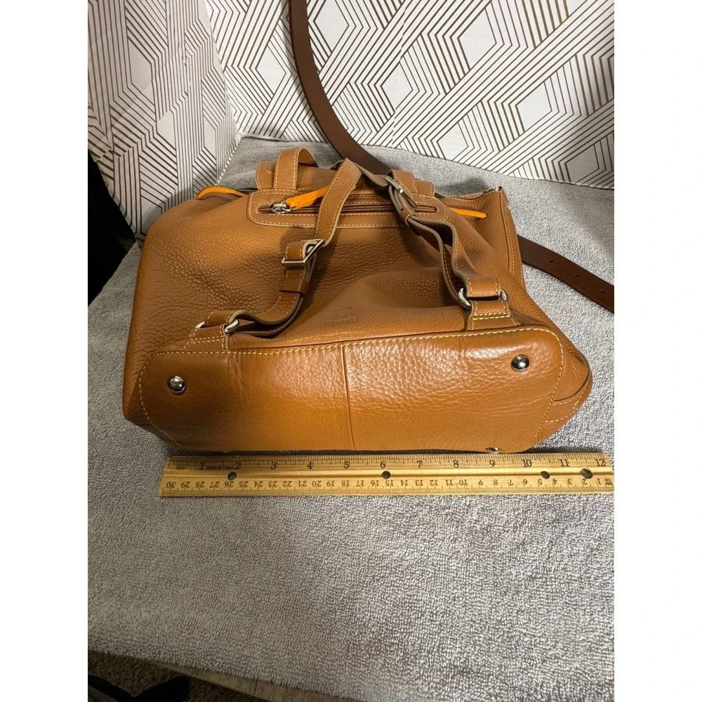 MyWalit Leather Brown  Backpack purse with orange trim Shoulder Bag‎ Italy